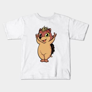 Cartoon hedgehog shows I love you - ASL hand gesture Kids T-Shirt